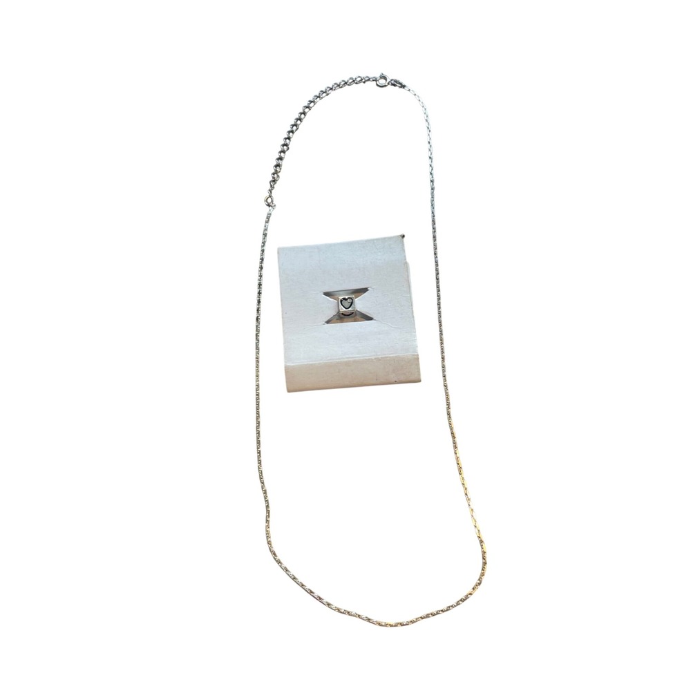 Avon Initial Cube Charm Chain Silver Tone Heart Letter Necklace